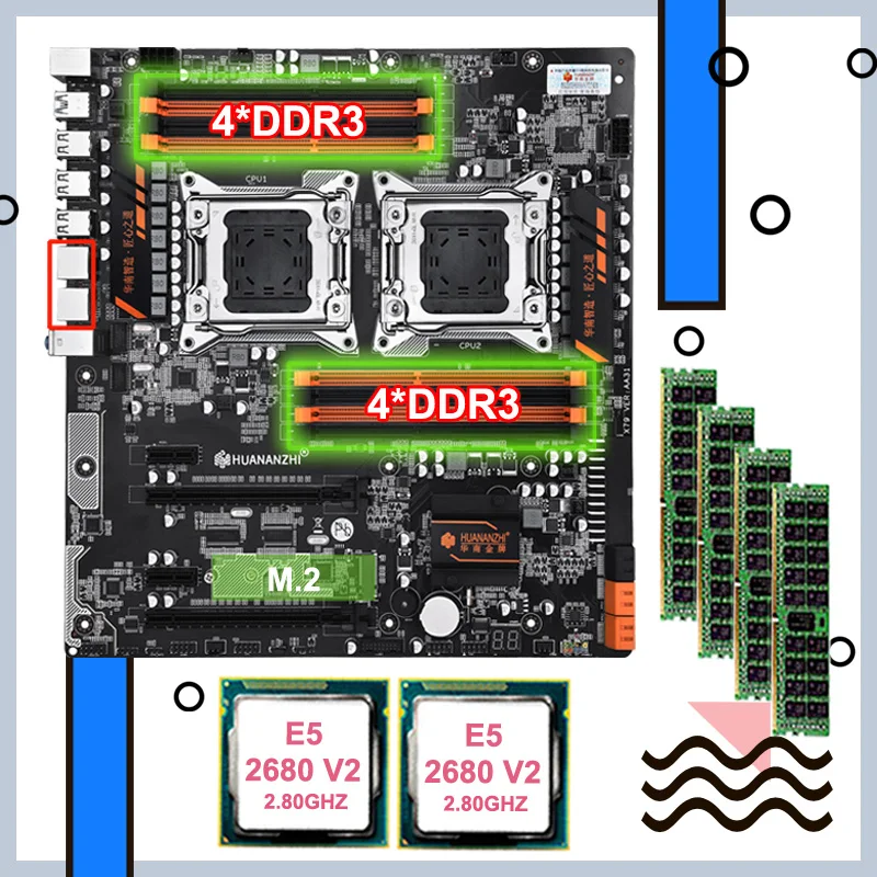 HUANANZHI X79 8D двойной материнская плата с M.2 NVMe SSD двумя слотами Giga LAN порт Процессор