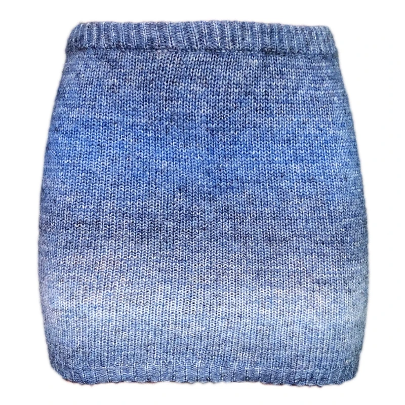 

E15E Women Sexy High Waist Knitted Mini Bodycon Skirt Gradient Colored Beach Clubwear