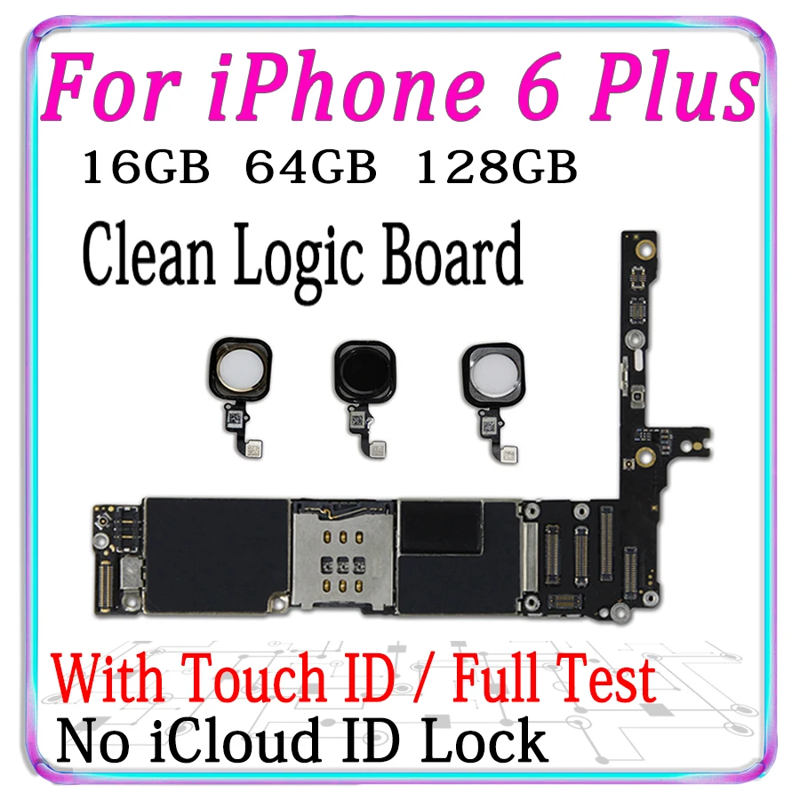 Оригинальная разблокированная материнская плата для iPhone 6 Plus с/без Touch ID, бесплатный iCloud для iPhone 6 Plus 5,5 дюймов панель логической платы