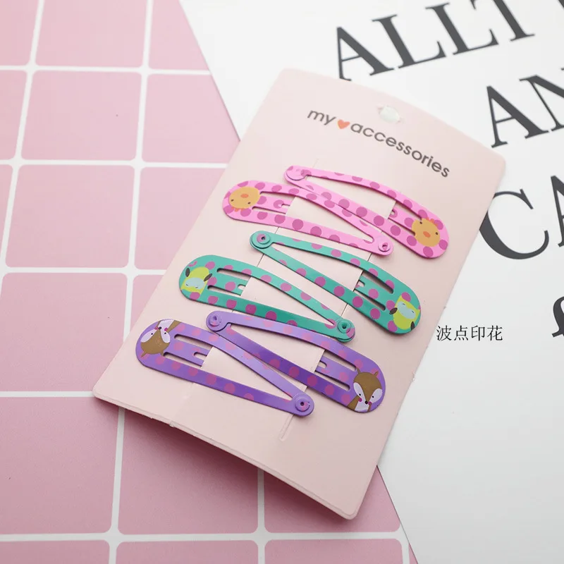 Детская заколка для волос 6 шт. металлическая с мультяшным принтом животных