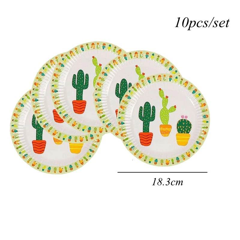 10pcs round plate 1 компл. Мексиканский воздушный шар из фольги для вечеринок Final Fiesta блеск баннер С КАКТУСОМ девичник вечерние украшения летние материалы на день рождения, свадьбу - Цвет: 10pcs round plate