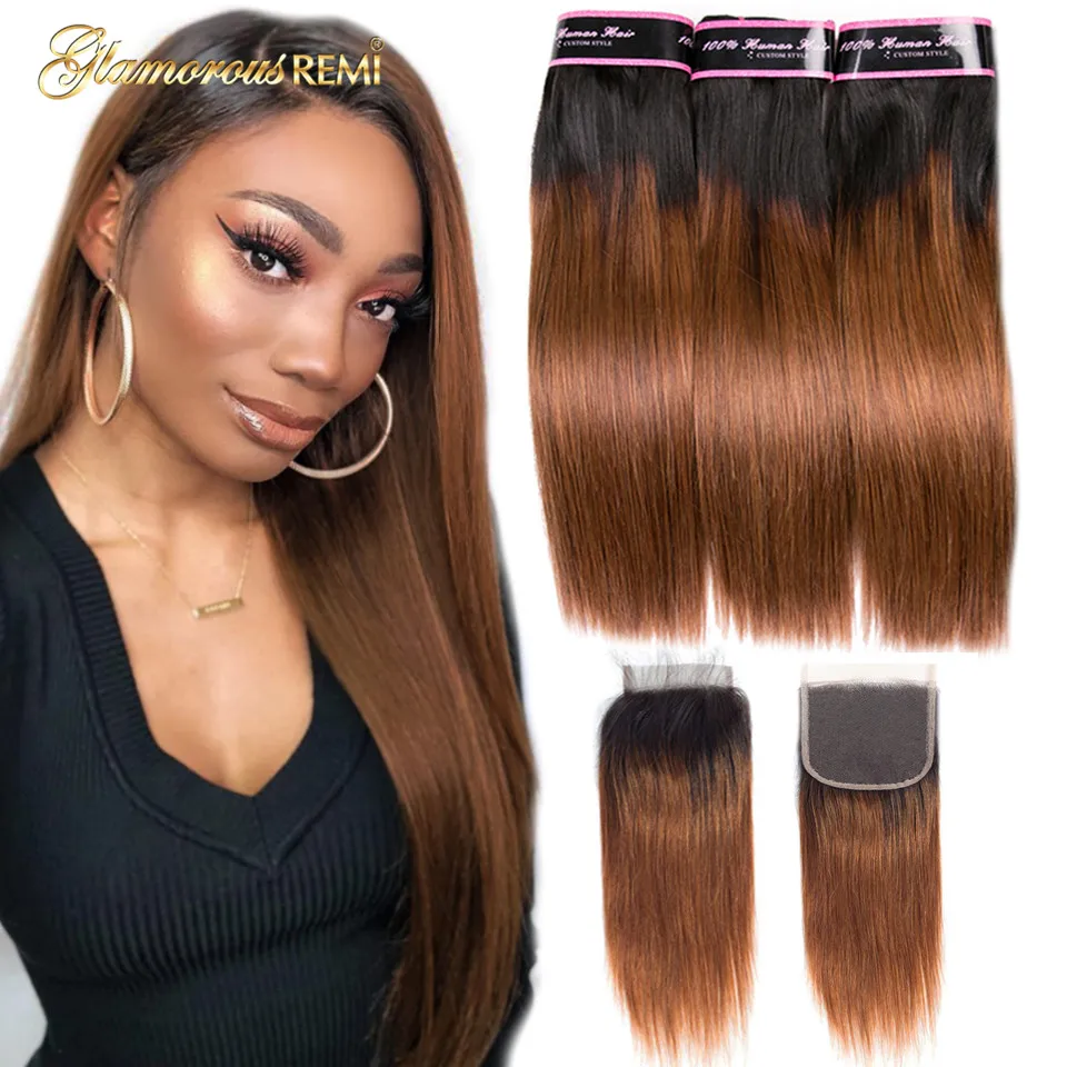 Эффектом деграде (переход от темного к бразильские волосы прямые 1B/30 коричневые