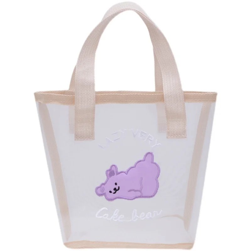 

2021 new large capacity bear jelly bag summer gauze beach bag girl one shoulder portable transparent bag shopping bag
