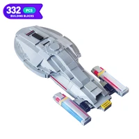 moc treked movie spaceship voyagering building blocks assembled model space battle classic spaceship child construct toy gift