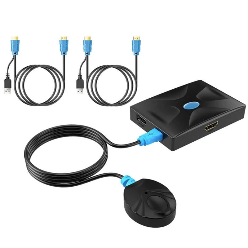 

KVM Switch 2 Port, Audio & Video KVM Switcher Selector Two Computers Share One Monitor/Keyboard/Mouse/Printer/U Disk