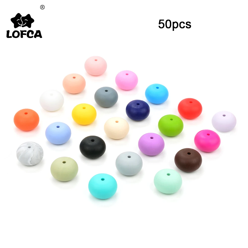LOFCA-collar de cuentas de silicona para dentici&oacute;n de beb&eacute;, cadena de chupete de grado alimenticio, sin BPA, 50 Uds.-0