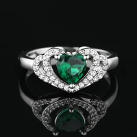milangirl fashion green zircon heart ring color luxury love heart rings for women wedding engagement rings jewelry
