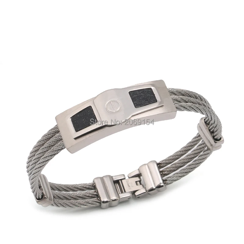 Men Bangle  Charm Jewelry Gold Bracelet Male Classic Steel Chain Link Fashion Wristband Magnetic Bangle For Men Alloy Bangle