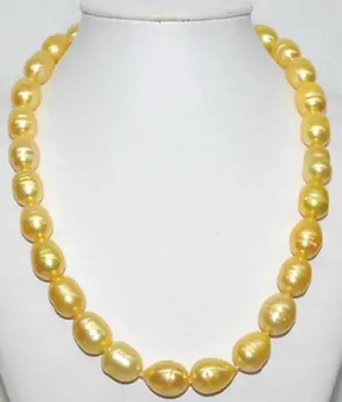 

gorgeous 9-10mm south sea baroque gold pearl necklace 18inch