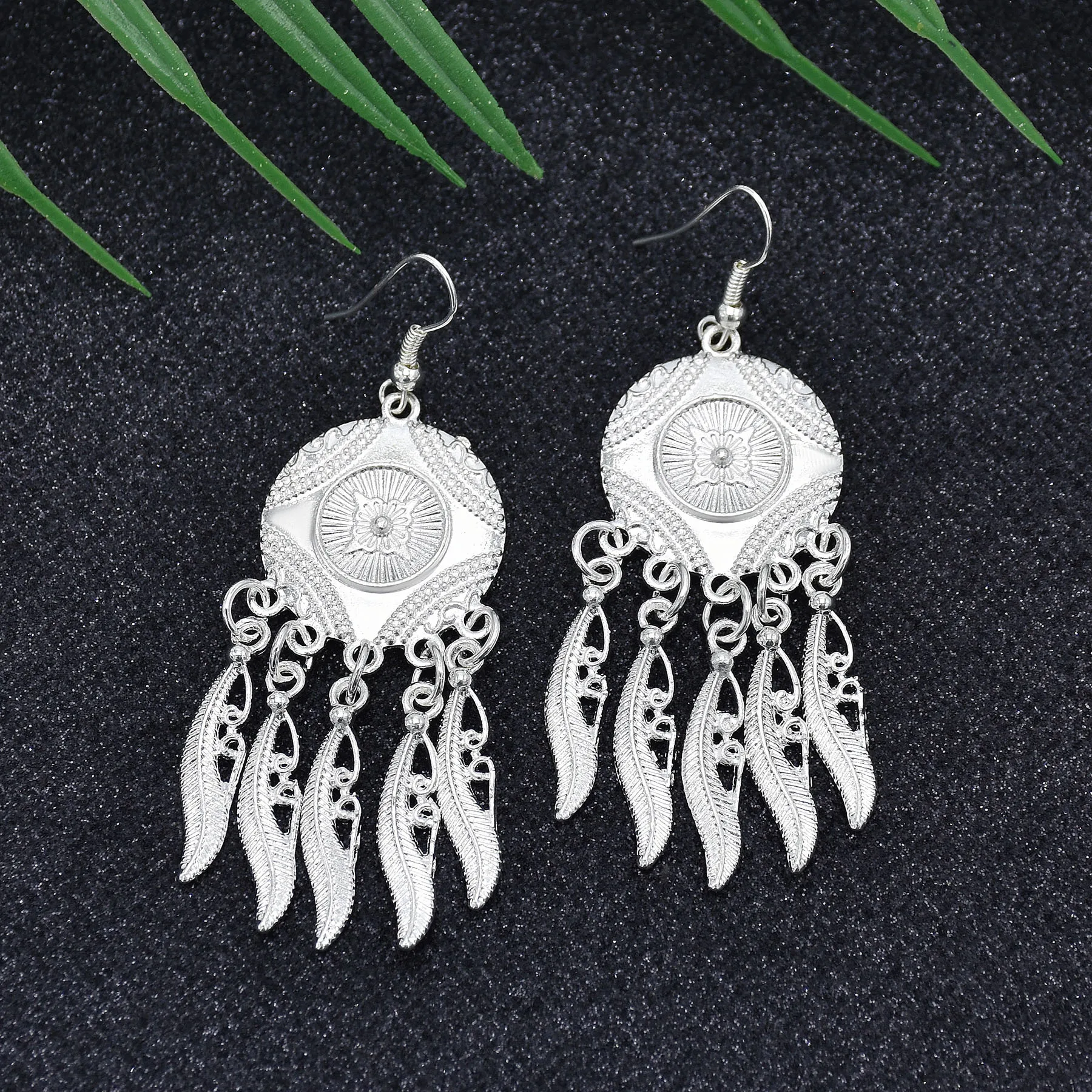 

Afghan Metal Drop Earrings for Women Boho Carved Flower Long Tassel Dangle Earring FemaleTribal Festival Party Jewelry Gift