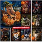 Алмазная живопись 5D сделай сам, набор для алмазной живописи на Хэллоуин, с изображением кошки, тыквы, мишки тедди, круга, украшение для алмазной вышивки