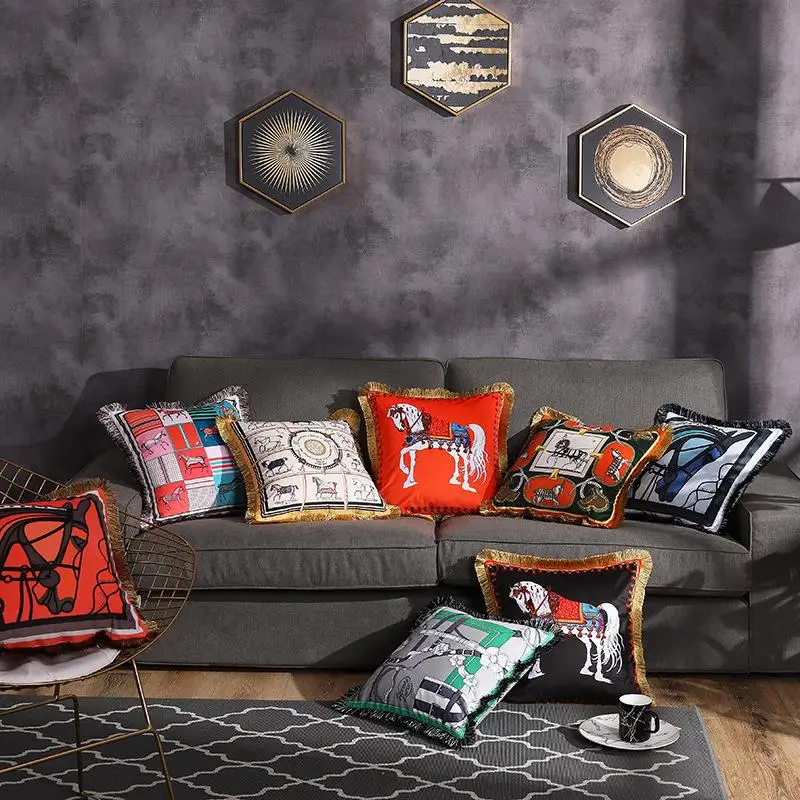 

Velvet Fabric French Luxury Duplex Printing Home Sofa Soft Cushion Cover Pillowcase Without Core for Living Room Bedroom Cushion