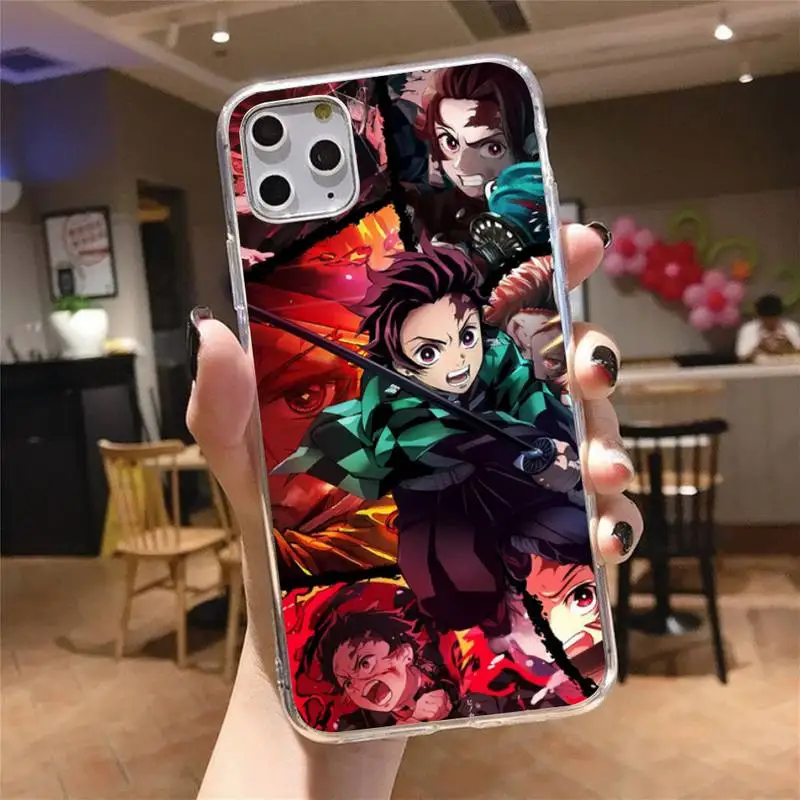 

Anime Demon Slayer Kimetsu Phone Case Transparent for iPhone 6 7 8 11 12 s mini pro X XS XR MAX Plus cover funda shell