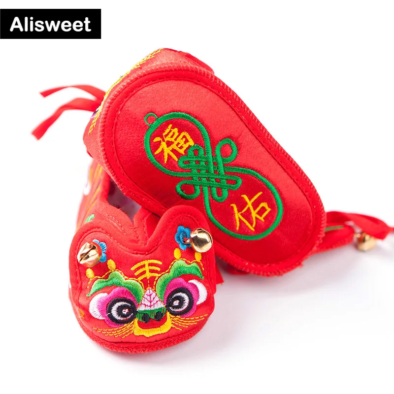 

2020 Newborn Baby Girl Boys Cotton Embroidery Shoes Shoes Red One Hundred Days Soft Tiger Shoes Infant First Walker Shoes