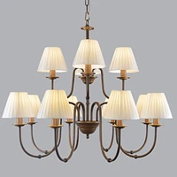 european and american country chandelier classic wrought iron living room bedroom lamp dining room fabric lampshade chandelier