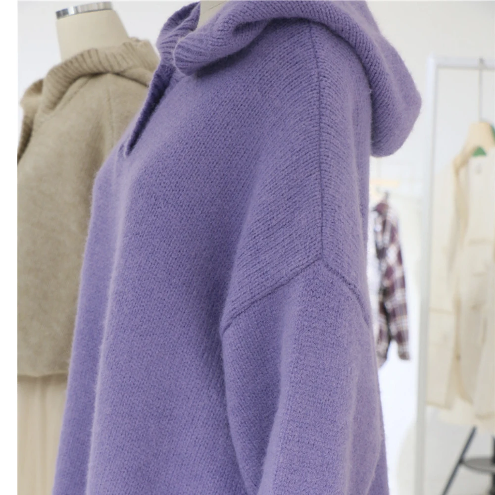 

Werynica New 2019 Autumn Winter Fashion Warm Hooded Sweaters Women Long Sleeve Solid Harajuku Korean Pullovers Top Woman Sweater