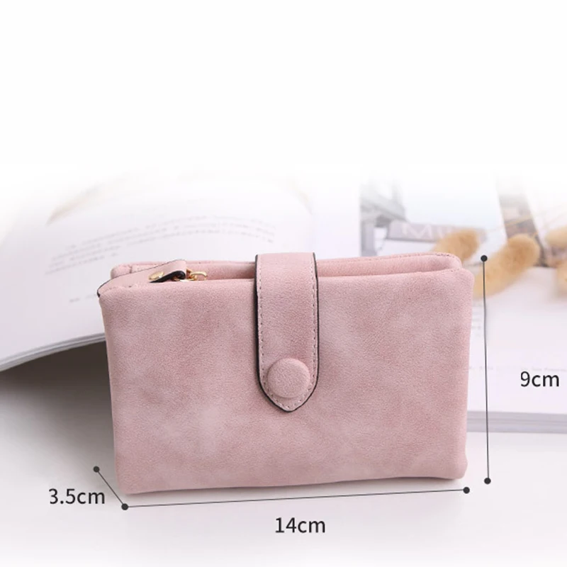 

Wallet For Women Trifold Small Female Purse Scrub Leather Women Wallet Short Soild Zipper Coin Purse Card Holders