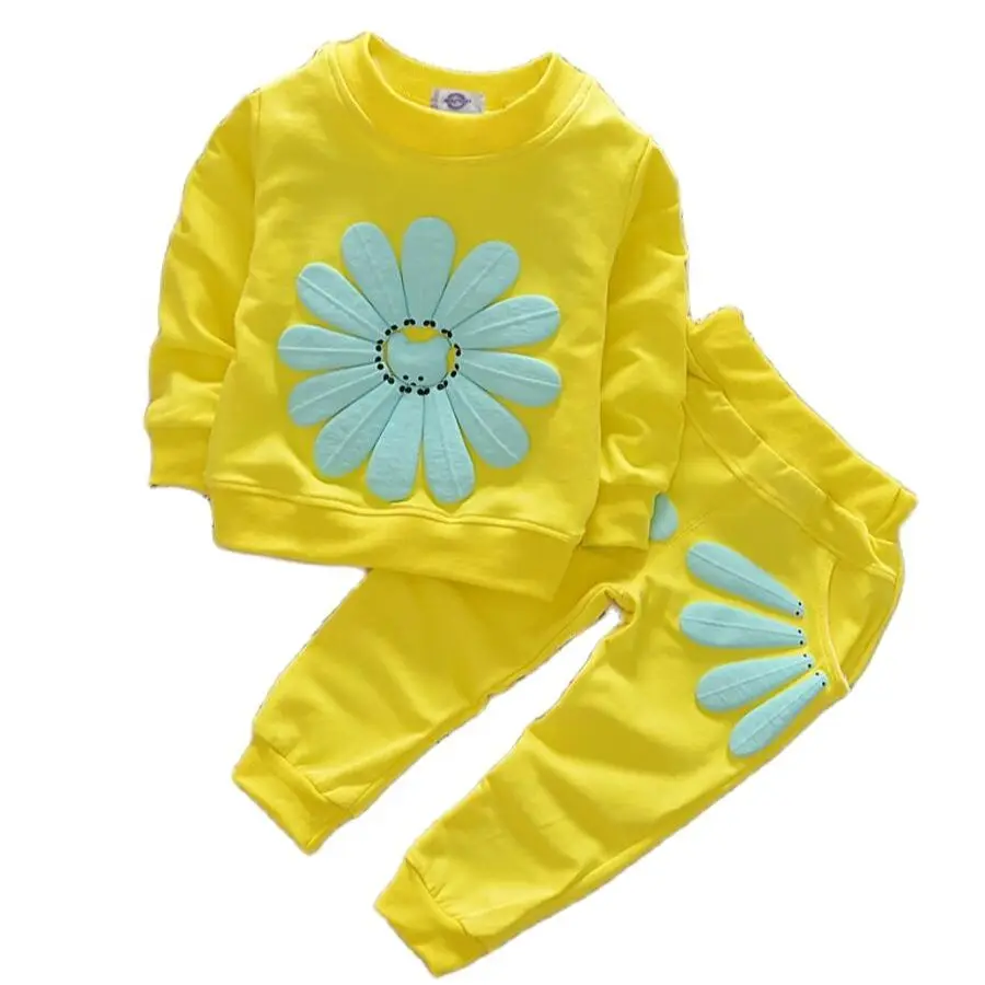 

Комплекты одежды для маленьких девочек, Новинка осени 2021, детская одежда, милый наряд для девочек с подсолнухом, футболка + штаны, костюм из 2 ...
