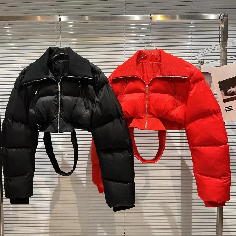 

stepp mäntel net celebrity with the same paragraph 2021 winter new back waist tie threaded collar down cotton short jacket