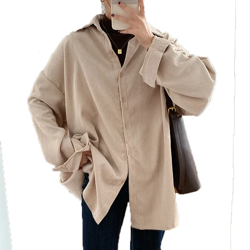 

2020 Вельветовая блузка женская Повседневная Свободная Однотонная рубашка с отложным воротником винтажные рубашки с рукавами «летучая мышь...