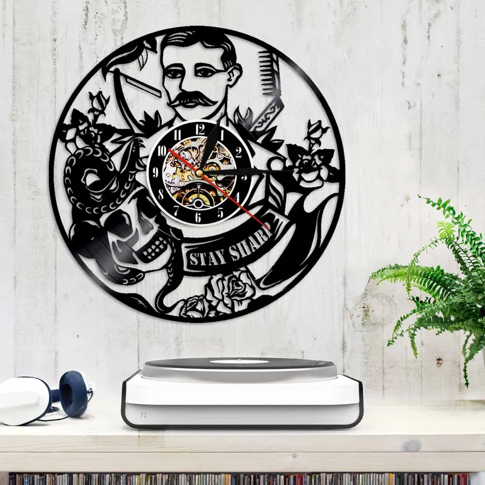 Парикмахер силуэт настенные часы Baber магазин ручной работы художественные Декор