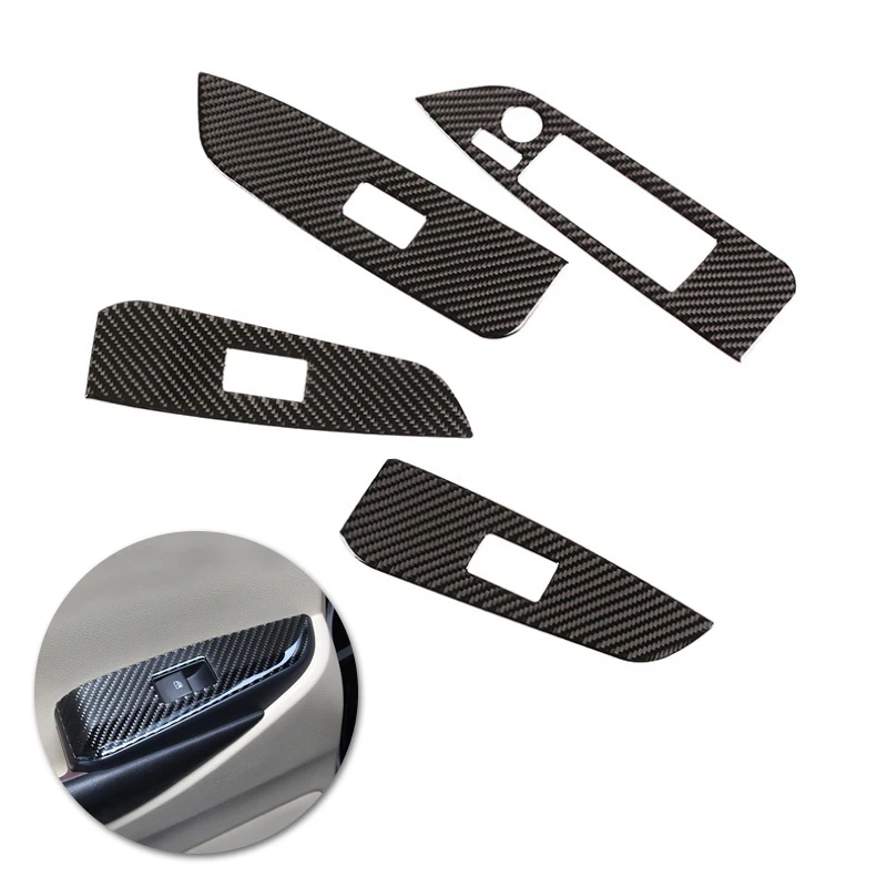 

For Toyota Highlander 2015 2016 2017 2018 Car Interior Door Window Lifter Control Switch Button Frame Carbon Fiber Cover Decor