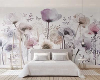 beibehang custom wallpaper watercolor hand drawn style lilac flowers wallpaper for living room background wall 3d wallpaper