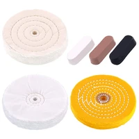 6pcs 6 inch professional buffing polishing wheels including cotton 60 ply yellow 42 ply and flannel 30 ply with 12 inch