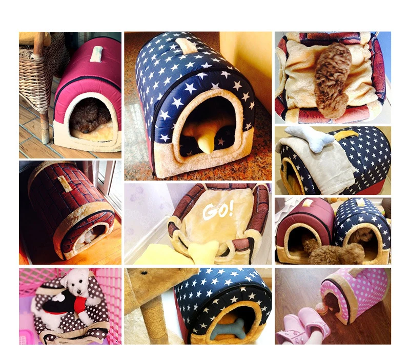 Pet Dog House Nest With Mat Foldable Pet Dog Bed Cat Bed House For Small Medium Dogs Travel Kennels For Cats Pet Products