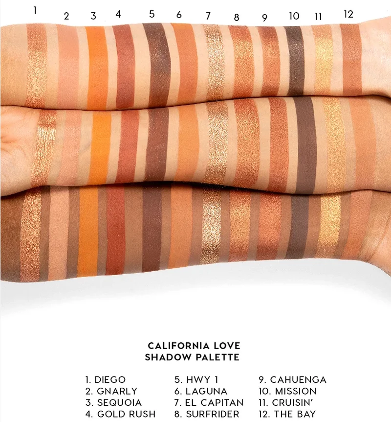 Палитра теней colorpop 12 цветов california love