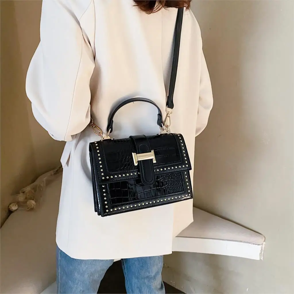 Bolsos Mujer Rivets Pu Leather Crossbody Bags For Women 2020 Shoulder Simple Bag Female Handbags And Purses Flap Single Soft