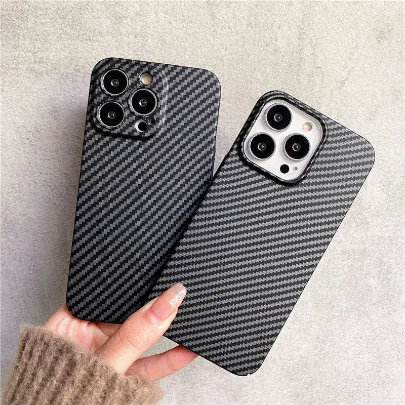 

Cool Carbon Fiber Grain Case for iPhone 13 Pro Max 13 12 Shockproof PC Hard Cover