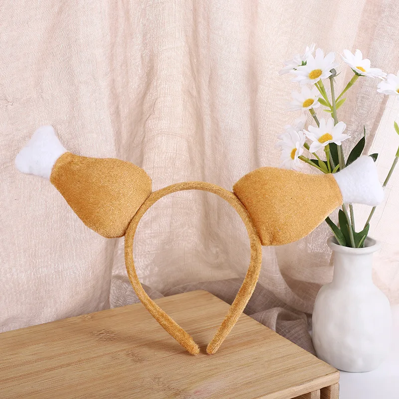 

Cute Plush Japanese Chicken Leg Hood Hat Stuffed Plush Hood Photo Props Role Playing Funny Turkey Hat New Thanksgiving Hair Band