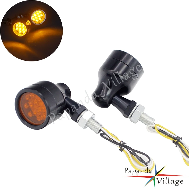 

Black Motorbikes LED Amber Turn Signals Indicator 10mm Turn Signal Lights Blinker for Harley Chopper Sportster Dyna Softail