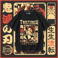 mens tshirt demon slayer blade short sleeve tanjiro retro japanese anime tide brand anime funny printed streetwear t shirt