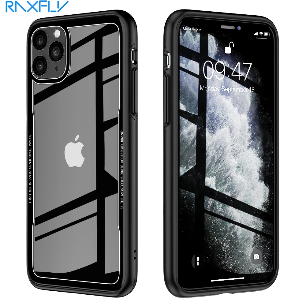 Роскошный чехол для телефона RAXFLY iPhone 11 Pro Max 7 8 Plus прозрачный из закаленного стекла