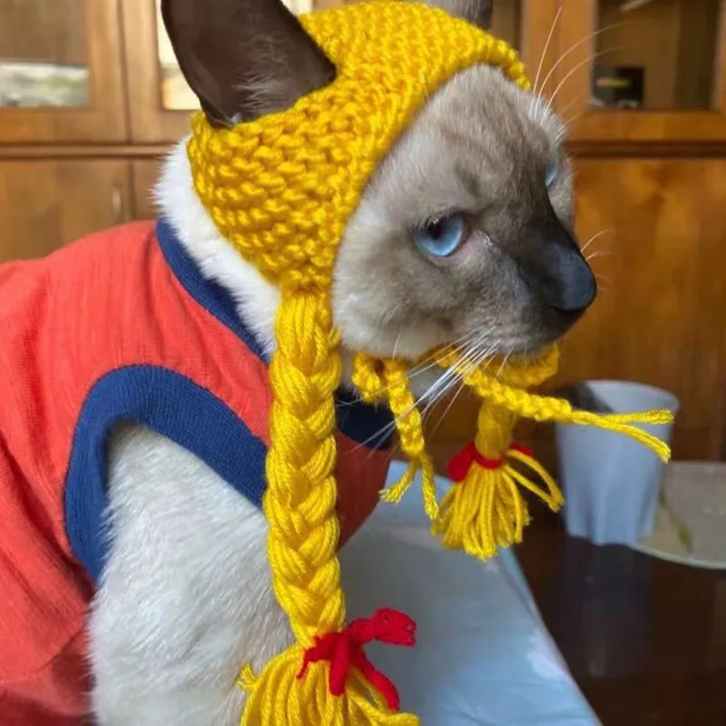 

100% high-quality household products Funny Pet Christmas Cute Braided Hair Set Pets Costume Accessories New Year Party Christmas