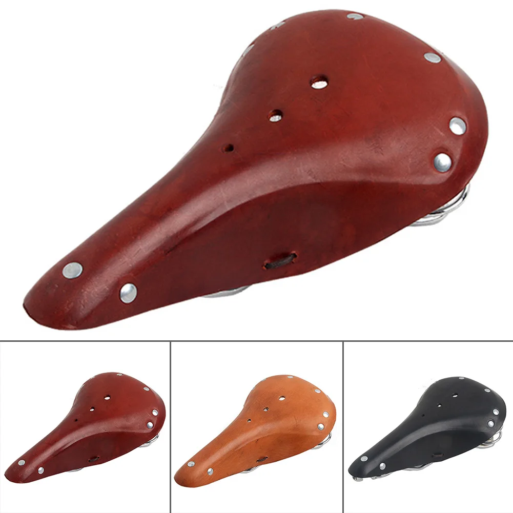 

1 Pcs Bike Seat Cushion With Springs Leather Vintage Cowhide Saddle For Bicycles With Dual Seat Tube 27*16CM Selim Bicicleta