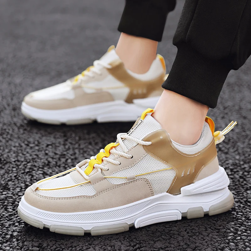 

2021 Spring Men's Casual Shoes Light Comfortable Breathable Outdoor Sports Rubber Soft Bottom Running Shoes Height Increasing