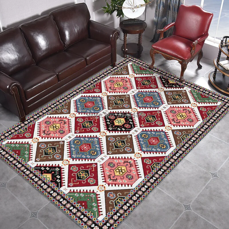 

200*300cm American Retro Classical Persian Geometric Ethnic Style Bedroom Door Living Room Kitchen Bedside Mat Carpet