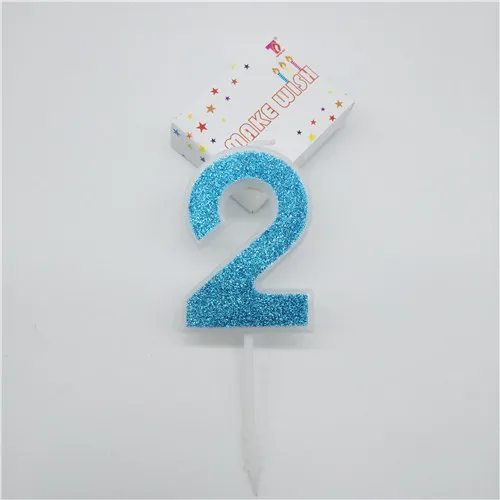 blue 2 Свечи для торта «Happy Birtday» с цифрами 0, 1, 2, 3, 4, 5, 6, 7, 8, 9 синих цветов, свечи для маленьких девочек и мальчиков на день рождения, декоративные принадлежности - Цвет: blue 2
