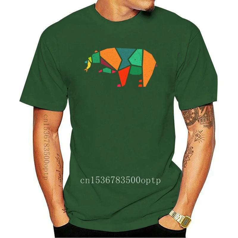 

Geometric Design T-shirt Men Black Tshirt Fisher Bear Colorful Vintage Tees Minimalist Summer Fall Clothing Cotton O Neck Tops