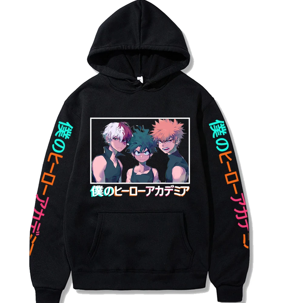 My Hero Academia Anime Hoodie Men Long Sleeve Shoto Todoroki Bakugou Katsuki Deku Sweatshirts Manga Pullover Tops