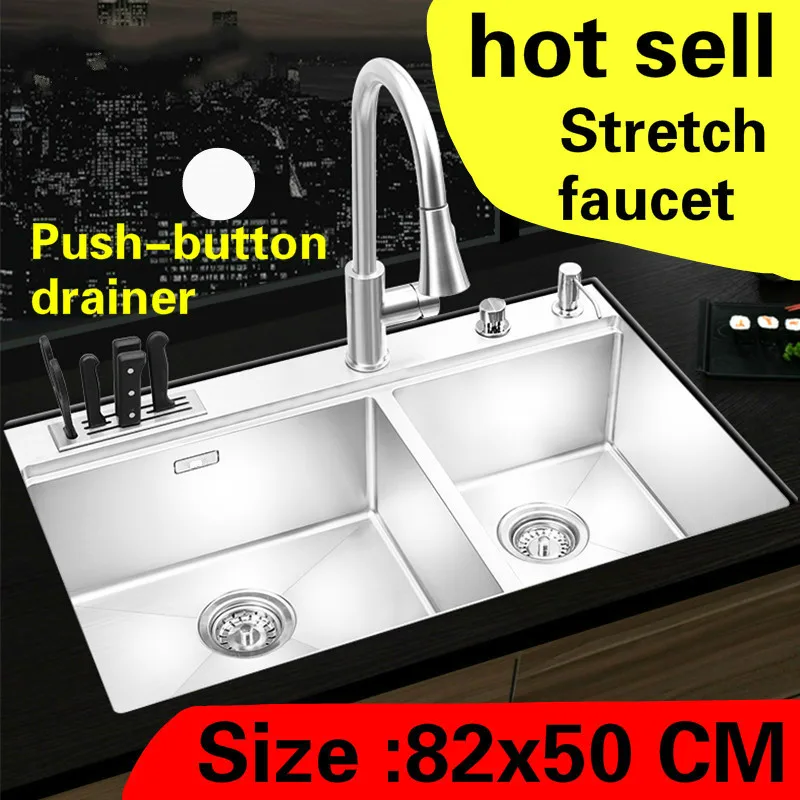 Бесплатная доставка кухонный кран ручная раковина двойной паз роскошный