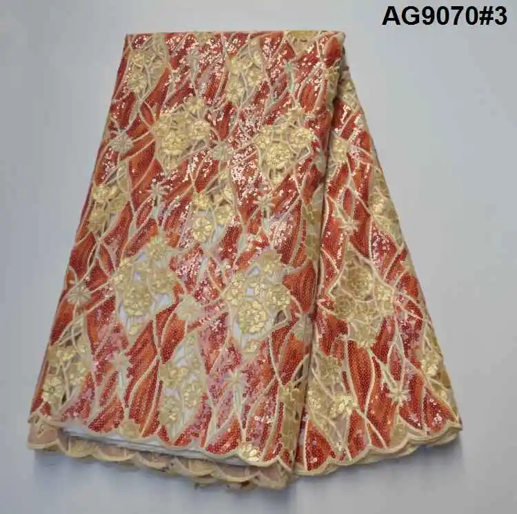 

High Quality African Lace Fabric Organza Lace With Sequins 2020 New Arrival Embroidered Cord Lace for Party Wedding OG191223