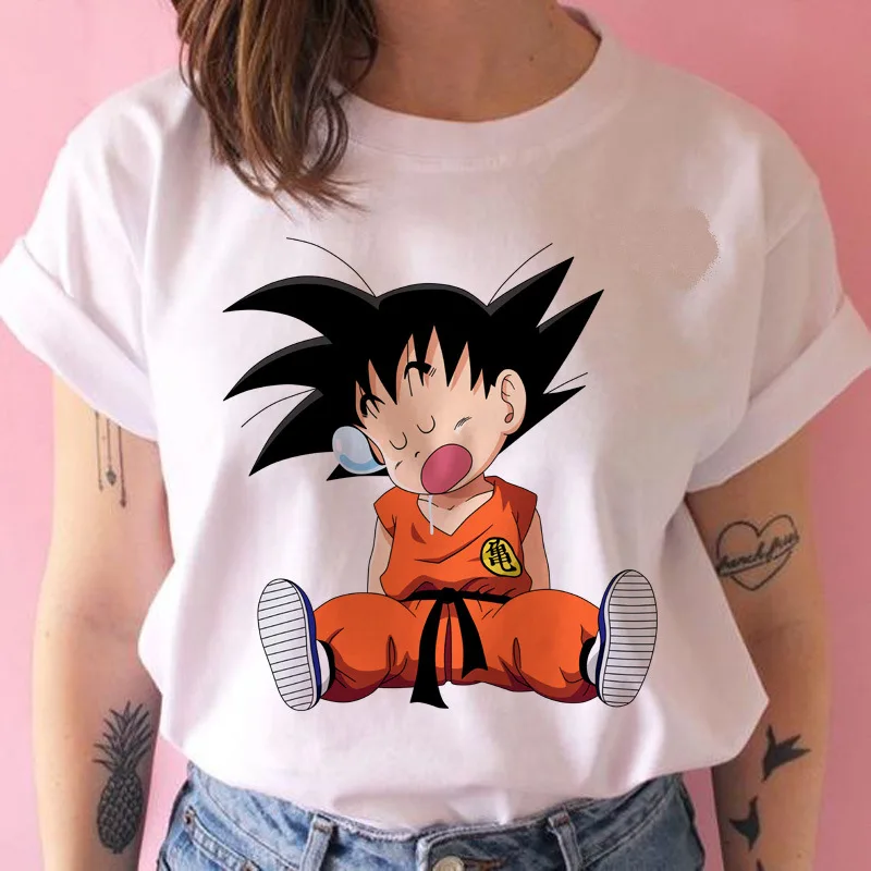 Camisetas Kawaii de Dragon Ball para mujer, remera de dibujos animados Harajuku, playera estampada