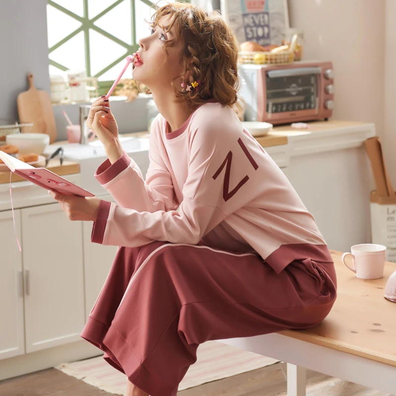 JRMISSLI/осенние женские пижамы из хлопка большие размеры женская пижама Женская с