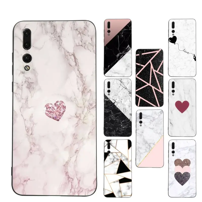 

Granite Pink White Marble Texture Phone Case Soft Silicone Case For Huawei p 30lite p30 20pro p40lite P30 Capa