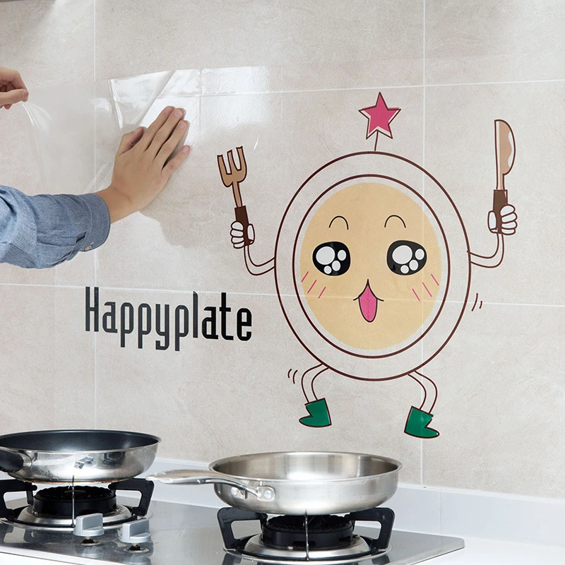 

60*90cm Cartoon Stove Heat Resistant And Oil Resistant Sticker Waterproof Sticker Kitchen Accessories Home Decoration