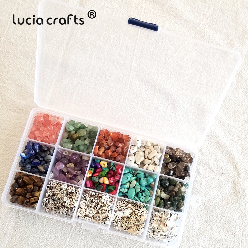 

Lucia Crafts 1 Set Natural Stone +Pendant + Earing Hook + Pliers Tool+ Spacer Beads DIY Jewely Accessories